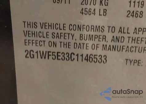 2012 Chevrolet Impala Ls from USA, damaged, VIN 2G1WF5E33C1146533